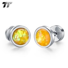 TT 7mm Surgical Steel Round Fake Ear Plug Earrings (BE298) NEW