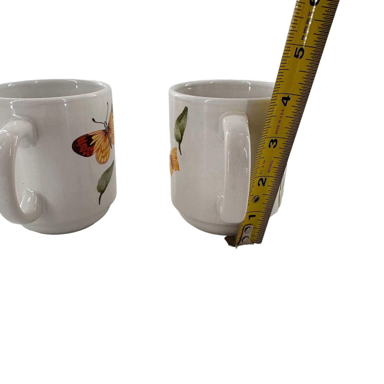 2x Old East Main Co Smooth 12 oz Coffee Tea Mug Cup Butterfly Wildflower Gift b