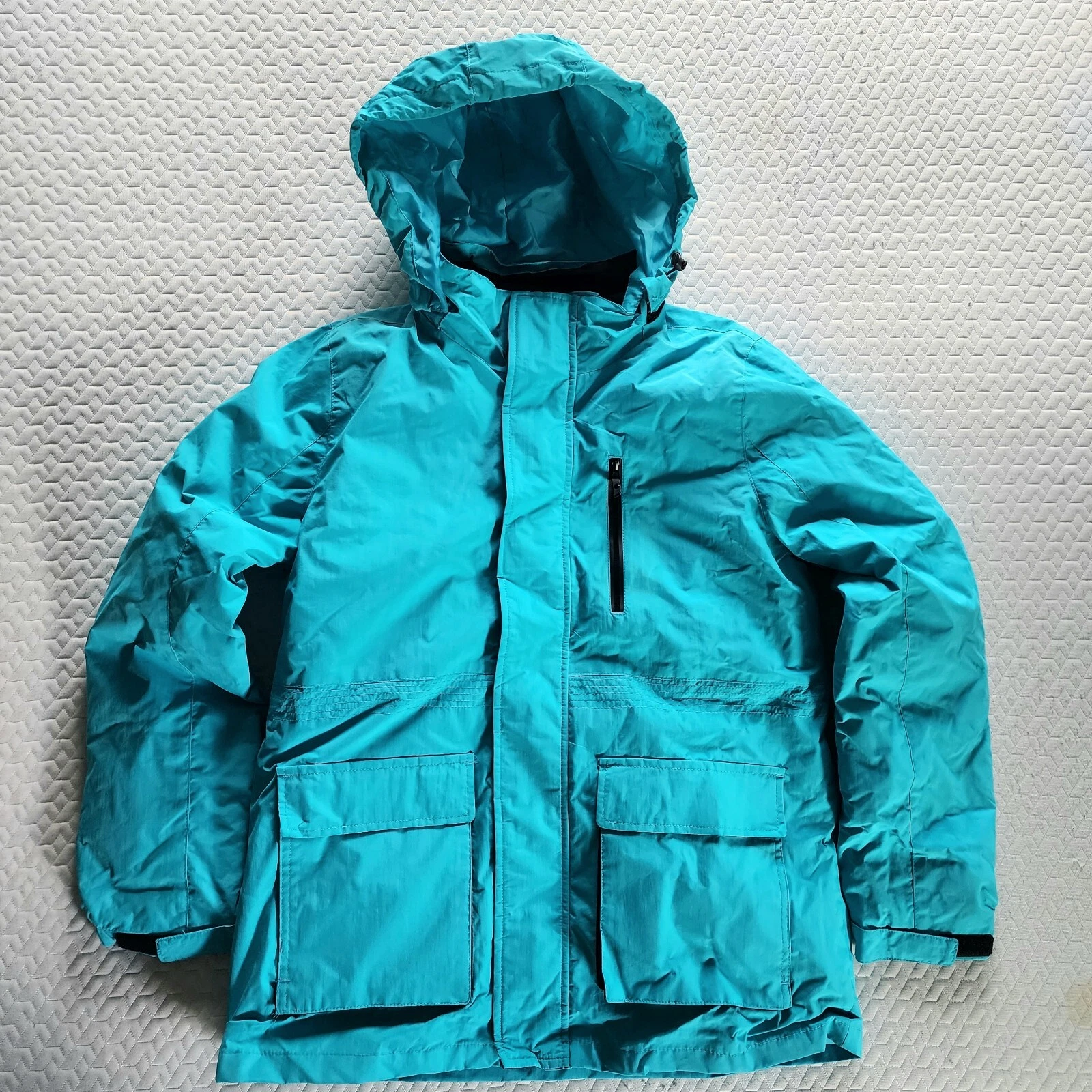Women's Snow Jacket / Coat with Removable Hood and Liner, Medium Teal
