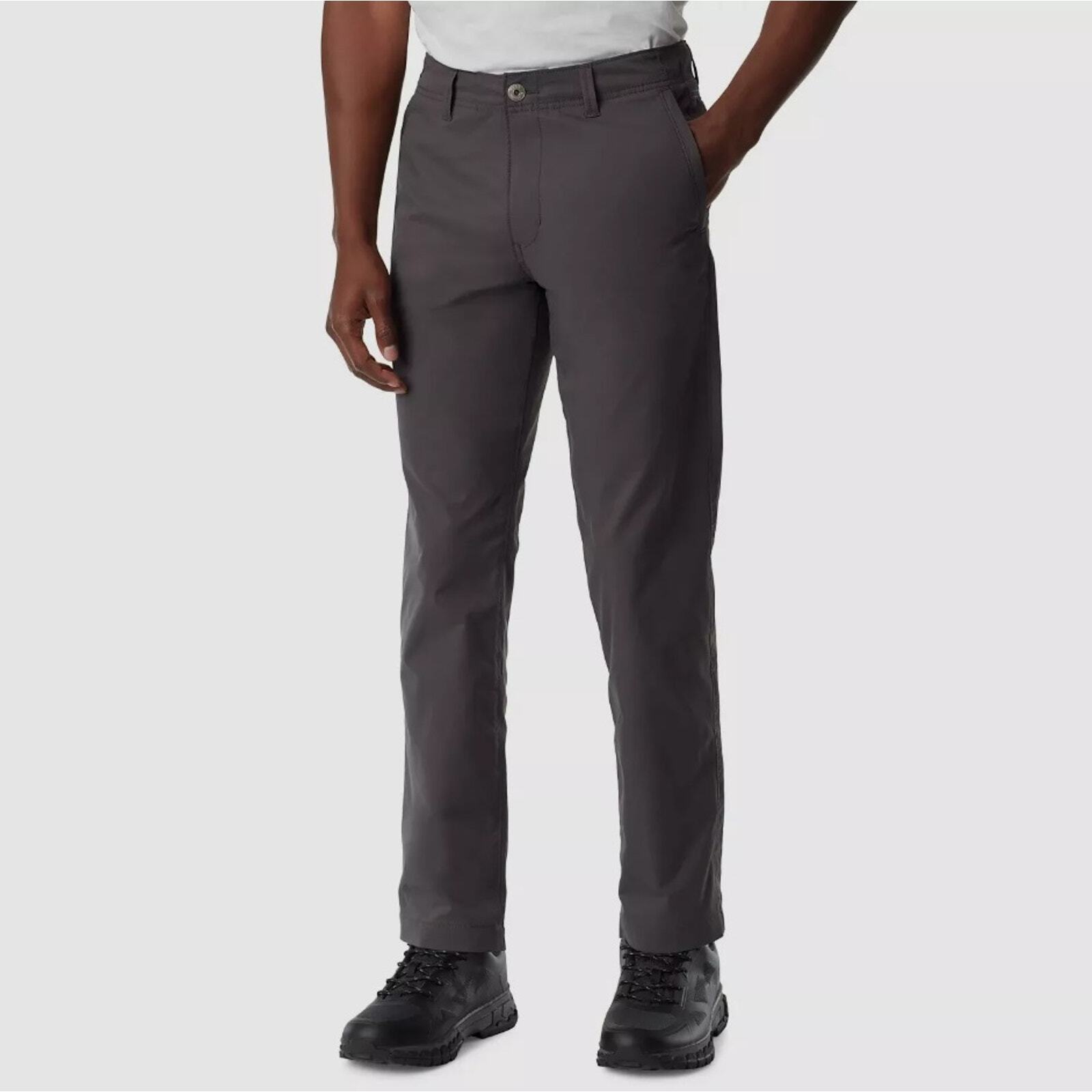 Bass Outdoor Men's Slim Straight-Fit Traveler Trousers in Gray, Woven Fabric, Size 36, Ideal for Travel and Casual Wear