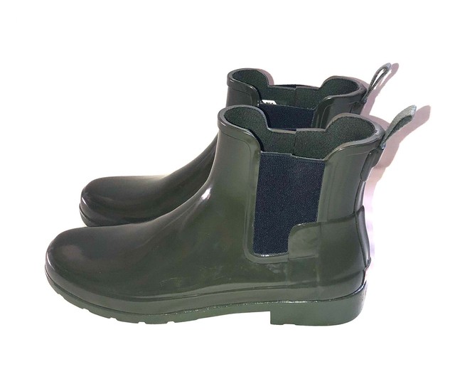 green ankle rain boots