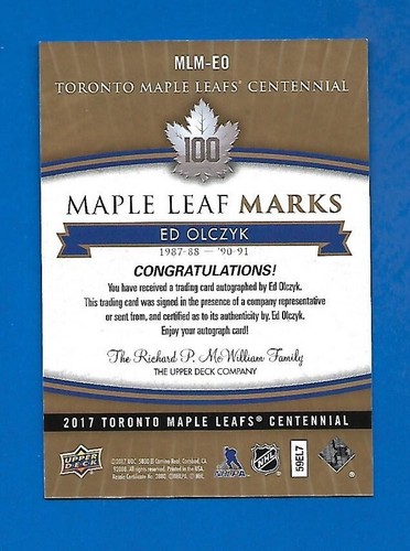 2017-18 TORONTO MAPLE LEAFS CENTENNIAL LEAF MARKS AUTOGRAPH & AKA CARD SEE LIST - Picture 23 of 91