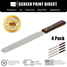 Ecotex® Screen Printing Industrial Ink Spatula 12in Stainless Steel Blade 4 Pack