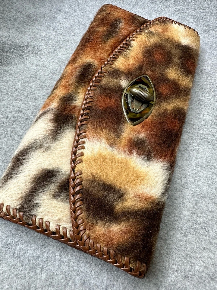 Cartera sin asas de piel de vaca hecha a mano de colección de cuero vaquera occidental colorida Foto 4 de 4