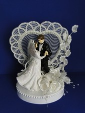 Nuovo elegante matrimonio primo ballo coppia caketop, cuore pizzo, #407