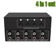 RCA AUX Audio Switch 4 in 1 out L/R RCA Stereo Analog Audio Selector 4X1 Switch