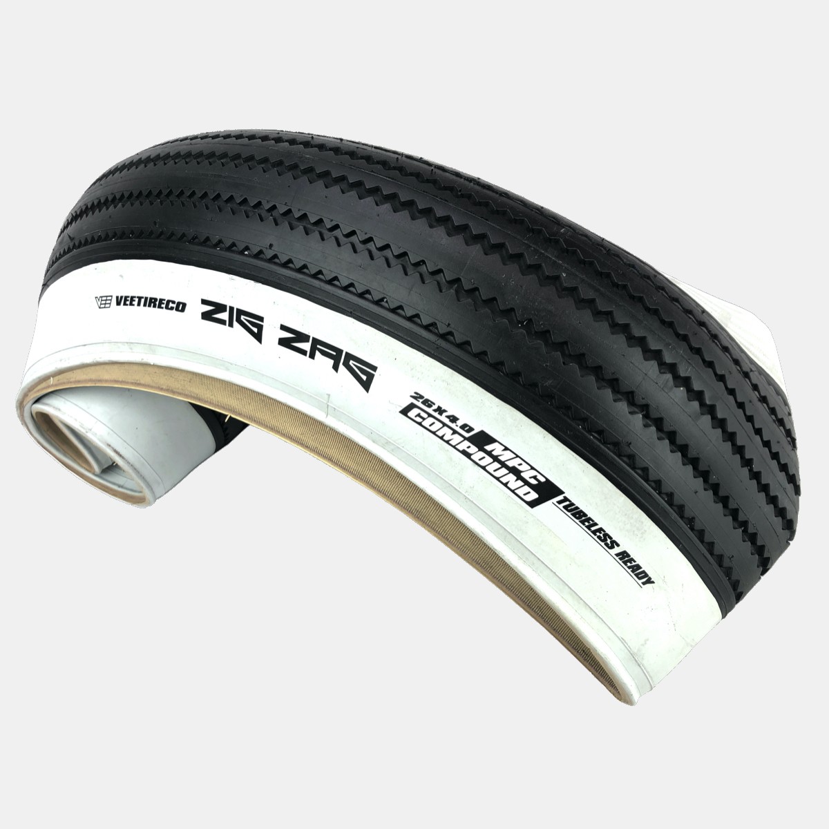 VEE TIRE CO. ZIG ZAG 26x4.0 タイヤ Vee Tire Zig Zag 26x4.0 White Wall Tire Folding Bead Multi Purpose