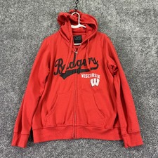 Wisconsin Badgers Sweatshirt Womens XL Red NCAA Football GIII Zip Hoodie
