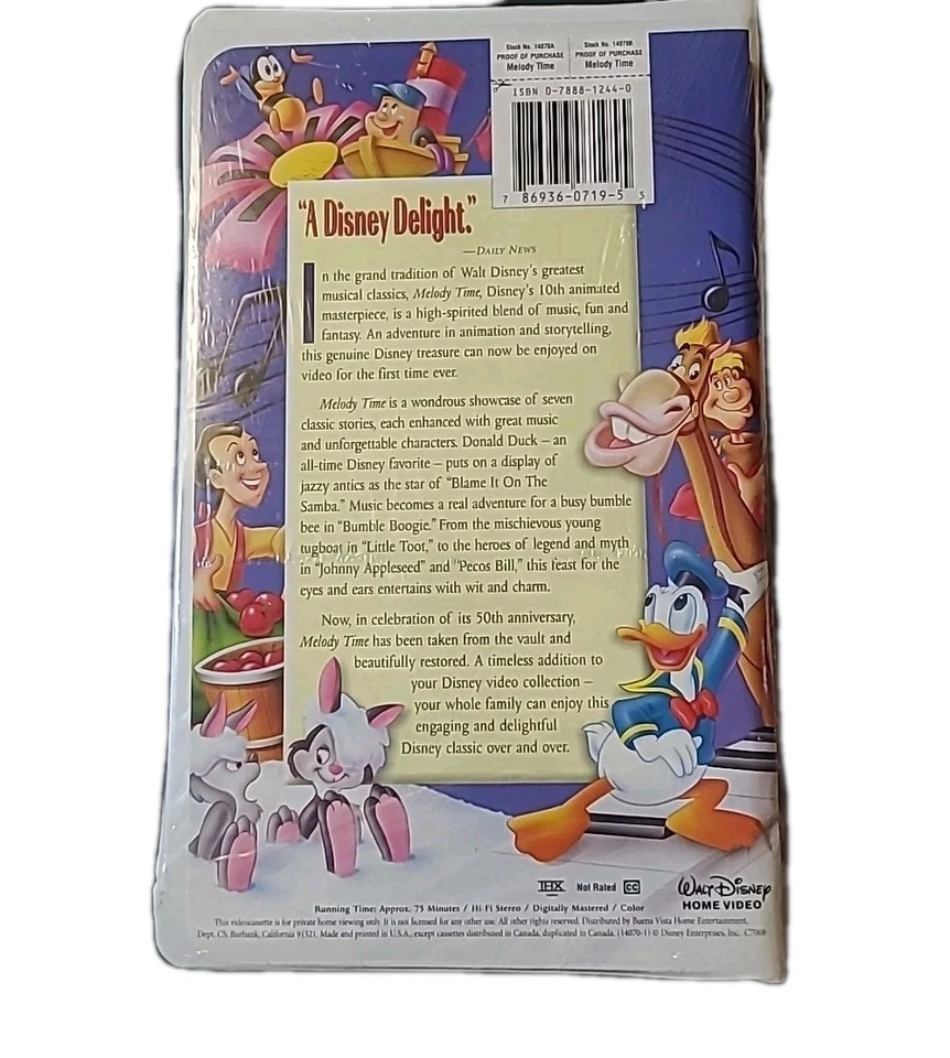 4 Disney VHS Tapes New Fantasia - Sleeping Beauty - The Rescuers -  Melody Time - Image 4 of 4