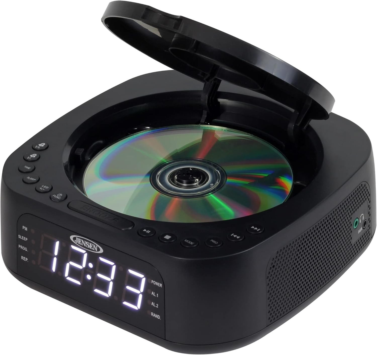 Stereo Digital Dual Alarm Clock with Top Loading CD Player FM Tuner JCR 375