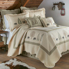 Donna Sharp Embroidered Bear Creek Rustic Country Home Queen 3 PC Quilted Set
