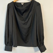 A New Day Womens Black Long Sleeve Drape Neck Blouse Top XL #11
