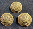 Post Civil War Brass Eagle Coat Buttons Set Of 3 Tin Backs Beautiful Condition