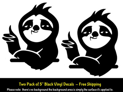 Sloth Thumbs Up Two 5'' Black Vinyl Decal Car Laptop Tumbler Any Flat Surface