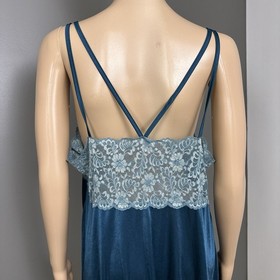 Vintage Petra Fashions 2X Teal Lace Babydoll Lingerie Set Open Front Chemise