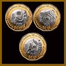 Mexico $20 Pesos (3 Coin Set), 2026 FIFA World Cup, Soccer Mundial Issue Mint