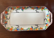 Scottish Art Deco Hand Painted Sandwich Tray Britannia Pottery Scotch Ivory