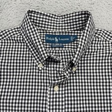 Polo Ralph Lauren Classic Fit Black Check Oxford Button Up Dress Shirt Mens XL