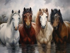 Colorful Horse Paint by Numbers Kit Adults Beginners DIY Canvas Art 16x20"