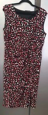 Womens Red Animal Print Bodycon Dress UK16 EU44 US12 Knee Length Side Twist