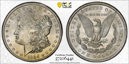 1884 O Morgan Silver Dollar PCGS MS-65