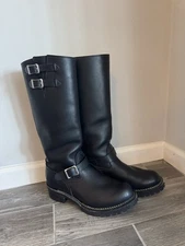 Wesco Boss 16" Engineer Boots - Black Leather Lined | Vibram Sole | Size 11