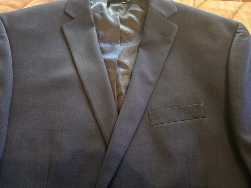 Michael Strahan 2-teiliger marineblauer Anzug 48 L Jacke Größe 40 x 32 Hose ohne Plissee gebraucht, in einwandfreiem Zustand - Bild 4 von 22
