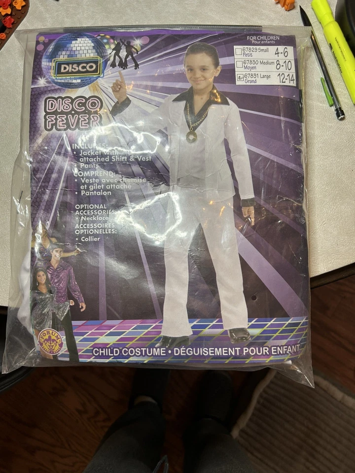 Disfraz de fiebre discoteca rubíes años 70 para niño, niño grande Foto 3 de 3