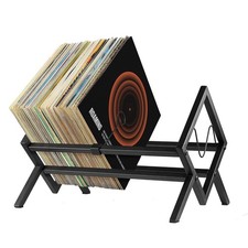 Metal Record Storage Holder 80-100 LP Vinyl Record Organizer for Albums Black