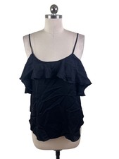 Victoria's Secret Babydoll Camisole Slip Top Medium Black Ruffle Dark Coquette
