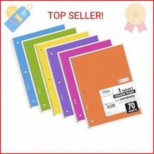 Mead Spiral Notebook, 6 Pack, 1 Subject, College Ruled Paper, 7-1/2" x 10-1/2",