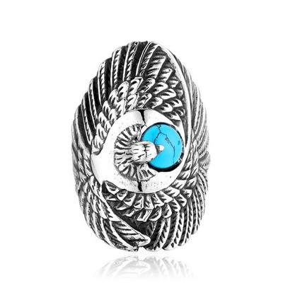 Men's Stainless Steel Turquoise Eagle Ring Men's Jewelry Gift