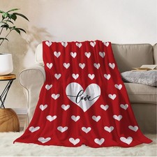 Valentines Day Throw Blanket Twin Size Red Love Heart Blanket Girlfriend Wife...