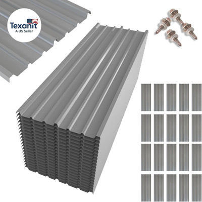 20 Pcs Metal Roofing Panels, 6.1 Feet Corrugated Galvanized Roofing Panels Metal