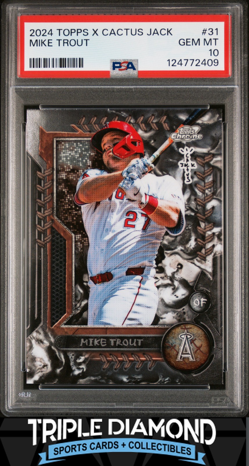 2024 Topps Chrome X Cactus Jack #31 Mike Trout LA Angels PSA 10 Gem MT A581