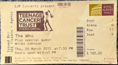 The Who London Albert Hall 2015 Ticket  Annie Nightingale