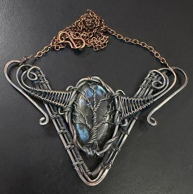 Fiery Labradorite Gemstone Jewelry Copper Friend Gift Chain Necklace Gift