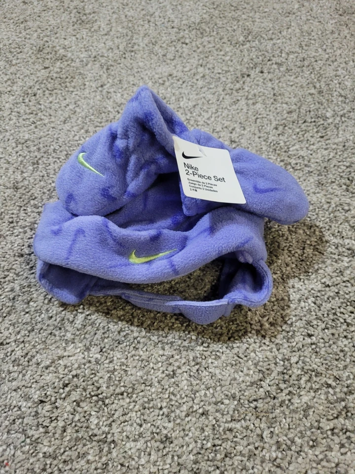 Nike Kids 12-24 месяцев шляпа и перчатки/рукавицы комплект ребенка ясельного возраста фиолетовый новый с Ярлыками 6A2992-P3F - Изображение 3 из 4