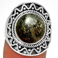 Natural Rare Black Sunstone 925 Sterling Silver Ring s.8 Jewelry R-1501