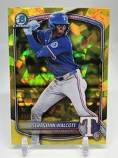 SEBASTIAN WALCOTT 2025 BOWMAN CHROME DRAFT SAPPHIRE YELLOW /75