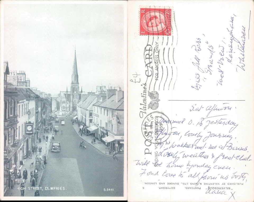 High Street Dumfries Valentine Sons Ltd 1963 postmark Cities Towns Architecture - Image 1 of 1