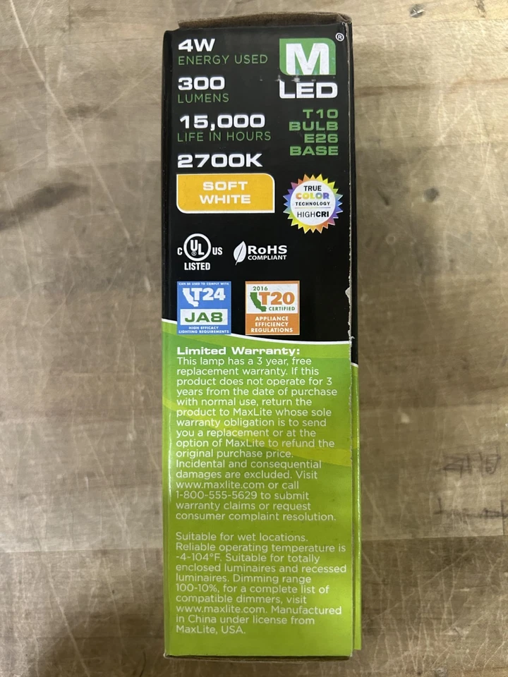 **NEW** MaxLite F4T10DLED927/JA8- 2700k (Soft White) - Image 3 of 4