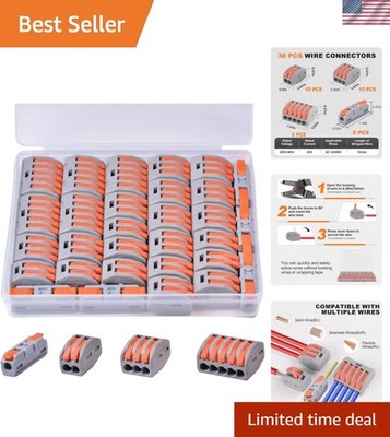 30PCS Lever Wire Connectors, Quick Wire Splice Connectors Push-in, 2/3/5 Cond...