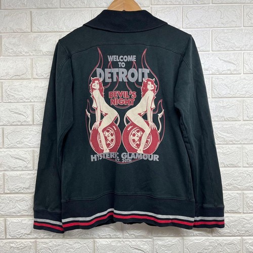 Hysteric Glamour, Hysteric Glamour Devil's Night Track Top M Black Cotton Vintage Condition