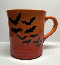 Le Creuset Halloween With Bats Coffee Mug  14 OZ - Flame  Orange