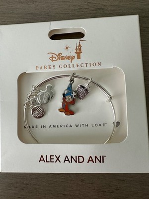 Disney Parks Mickey Mouse Sorcerer Hat Ink Paint Alex & Ani Silver Bracelet