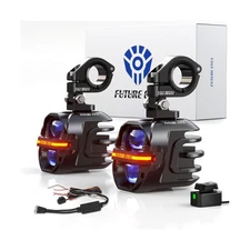 Future Eyes Motorcycle Fog Lights 120W LED Amber Auxiliary Driving Lights wit...