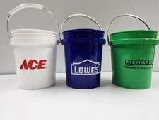 Menards, ACE Hardware, Lowes Mini Bucket, Minature Paint Pail, 4in Tall HTF
