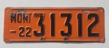 1922 Montana License Plate Nice