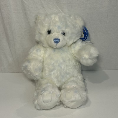 Build-A-Bear Blue Cuddle Teddy 14'' Plush White & Blue Spots Stuffed Animal Toy